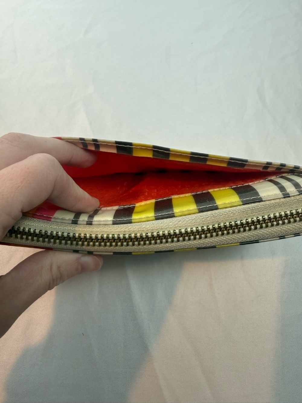 Kate Spade Stripe Zip Around Wallet Colorful Pink Orange Yellow - Picture 4 of 16